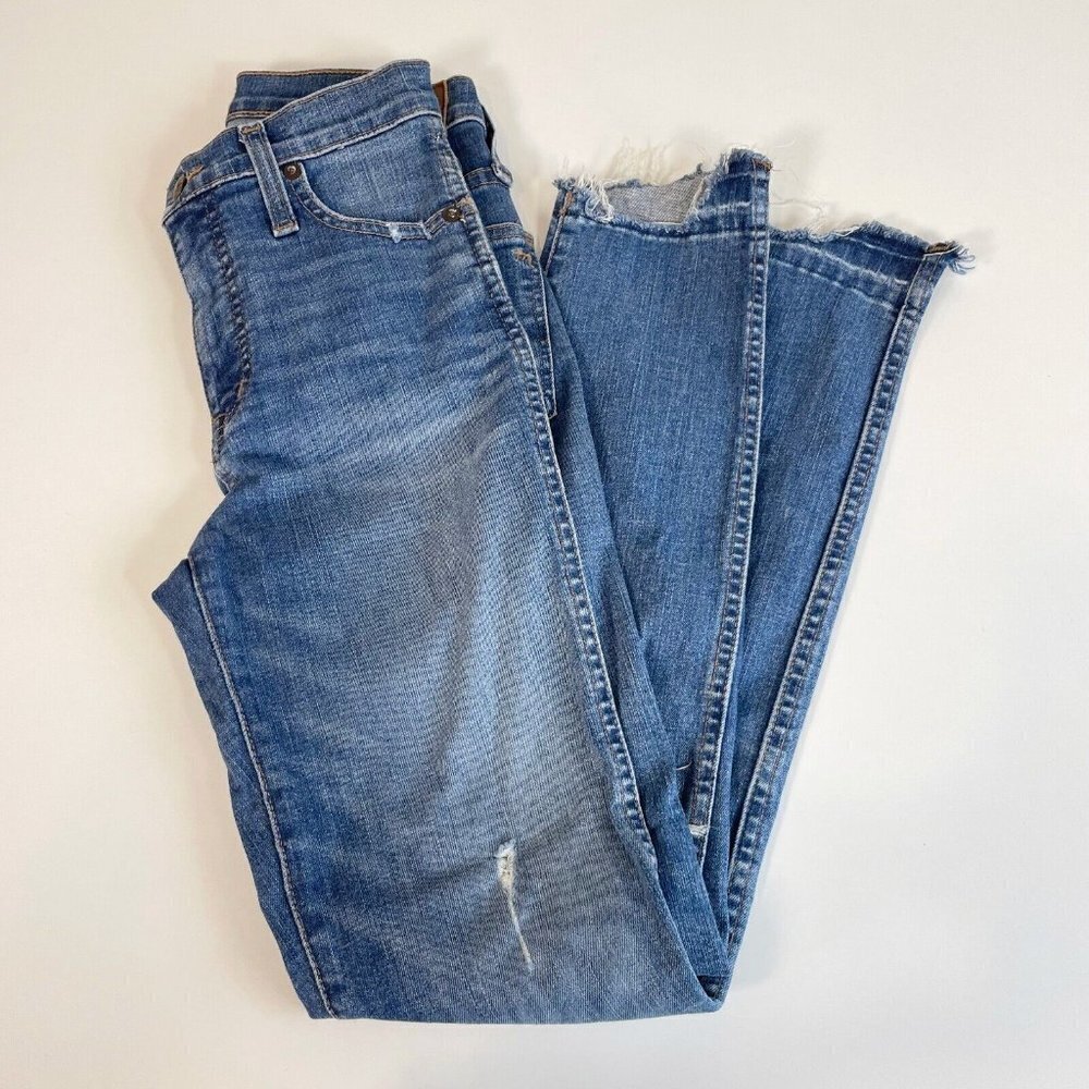 Madewell Womens 10" High Rise Skinny Jeans Blue 24 Step Hem Edition Distressed